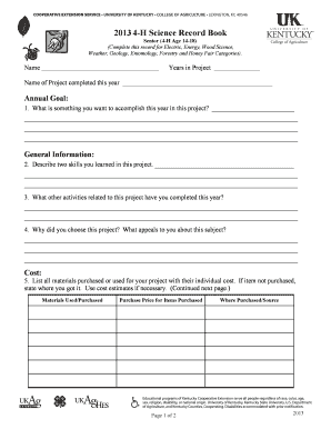 2013 4-H Science Record Book