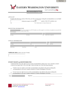 Eastern washington university application form