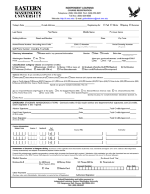 Independent Learning Course Registration Form