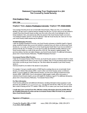 Statement Concerning Employment Not Covered by Social Security