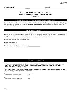 Parent Asset Information Request