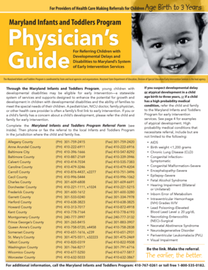 Maryland Infants and Toddlers Program Referral Form