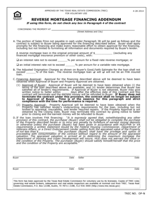 Texas Reverse Mortgage Financing Addendum