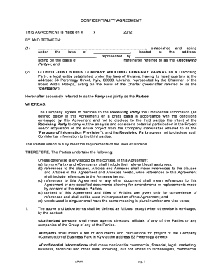 Confidentiality agreement in PDF file - peremogy53 kiev