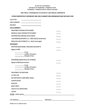 California Workers' Compensation Lien Issues Addendum