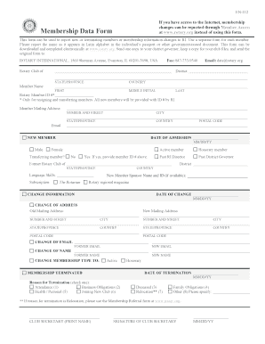Rotary International Membership Data Form