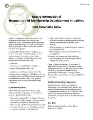 Rotary Membership Development Initiatives Submission Form