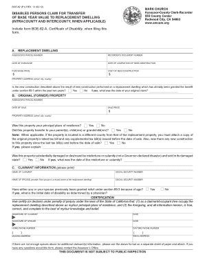 Disabled Persons Claim for Transfer of Base Year Value