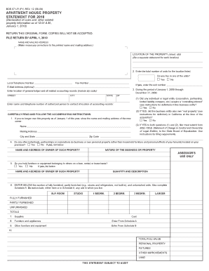 California Apartment House Property Statement