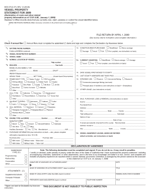 California Vessel Property Statement
