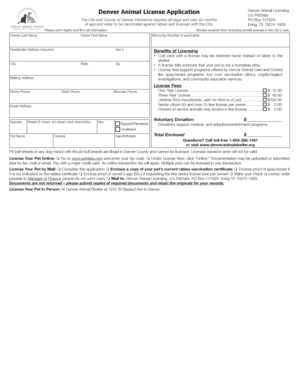 Denver Animal License Application