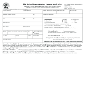Palm Beach County Pet License Application