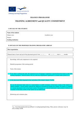 Erasmus Training Agreement and Quality Commitment