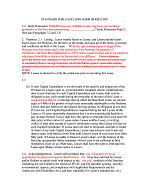 Standard Sublease Long Form