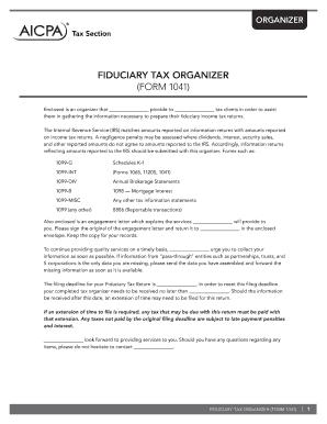 Fiduciary Tax Organizer Form 1041
