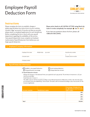 Employee Payroll Deduction Form