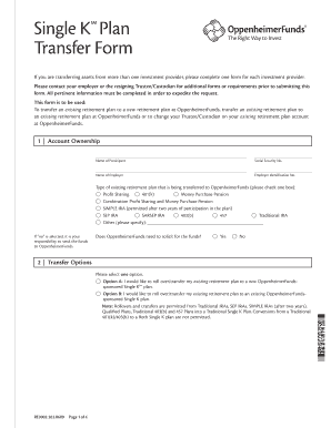 OppenheimerFunds Single KSM Transfer Form