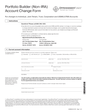 Portfolio Builder Account Change Form