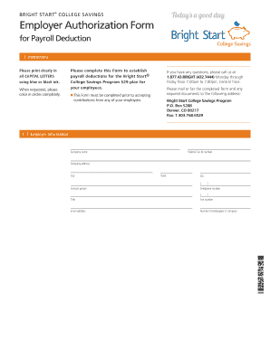Bright Start College Savings Employer Authorization Form