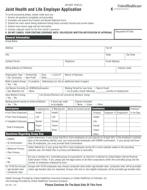 Joint Health and Life Employer Application