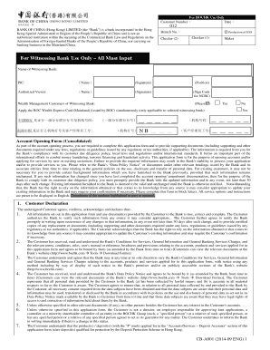 Bank of China Account Opening Form