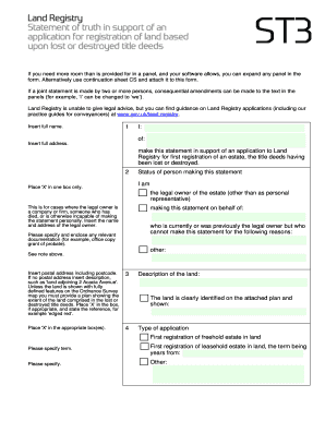 Land Registry First Registration Statement