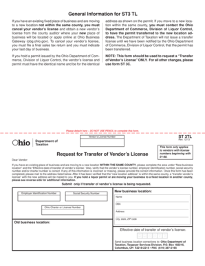 Ohio Vendor License Transfer Form
