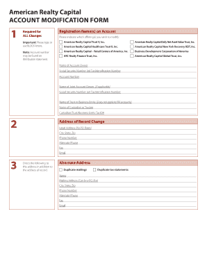 American Realty Capital Account Modification Form