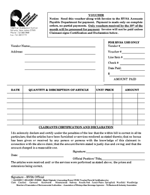RVSA Voucher Form & Certification