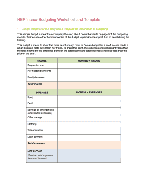 HERfinance Budgeting Worksheet and Template
