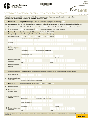 KiwiSaver Employee Details Form