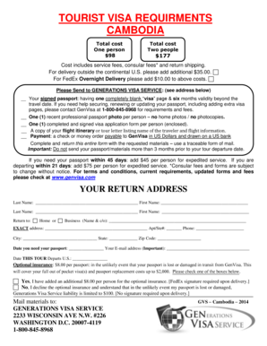 Cambodia Tourist Visa Application