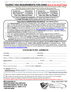 China Tourist Visa Application Kit