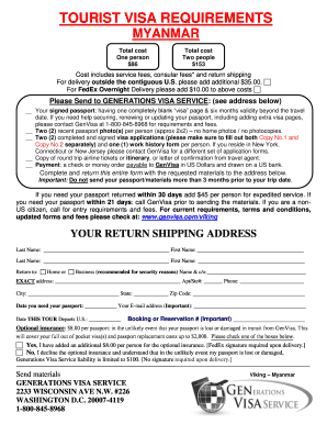 Myanmar Tourist Visa Application