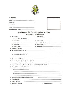 Togo Tourist Visa Application