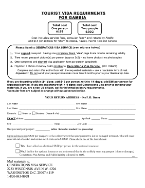 Gambia Tourist Visa Application Form