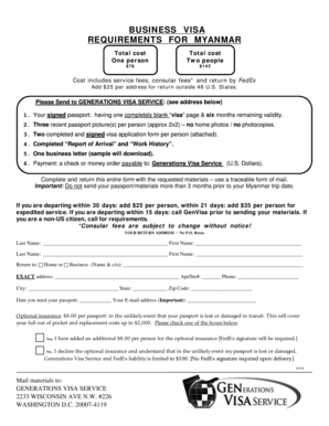 Myanmar Business Visa Application Form