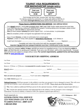 madagascar tourist visa requirements