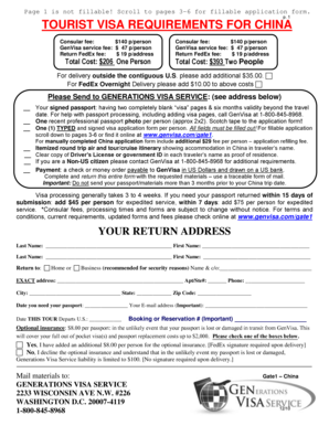 China Tourist Visa Application Form
