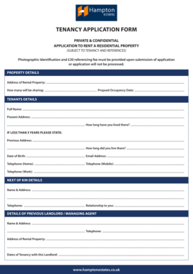 UK Residential Tenancy Application Form