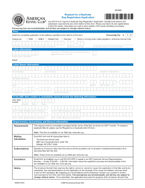 Request for Duplicate Dog Registration Application