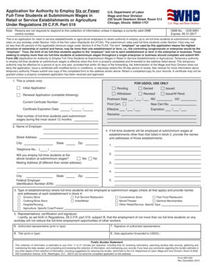 US Department of Labor Form WH-202