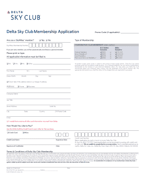 Delta Sky Club Membership Application