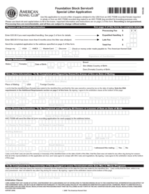AKC Special Litter Application