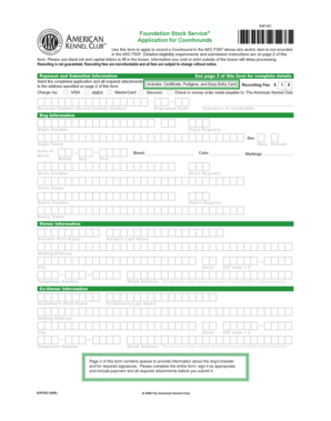 American Kennel Club Coonhound Registration Application