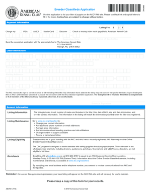 AKC Breeder Classifieds Application