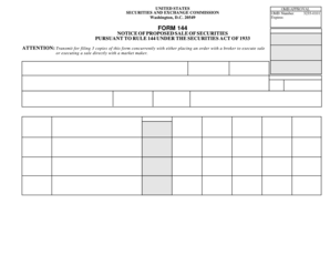 Form 144 Notice of Proposed Sale of Securities