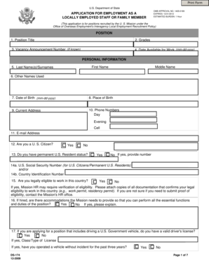 US State Department Employment Application