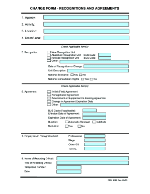 Change Form - Recognitions and Agreements