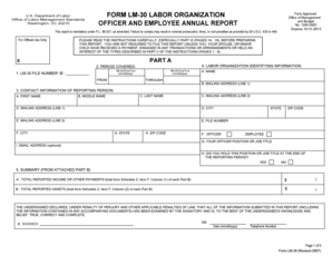 US Labor Organization Officer Annual Report